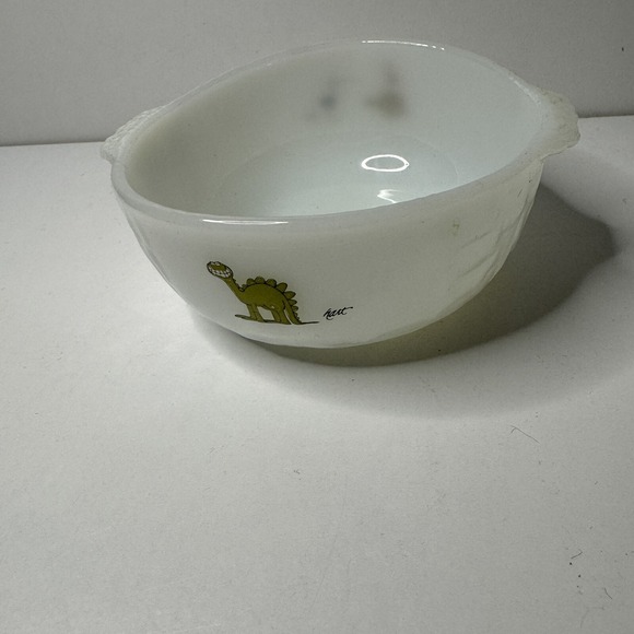 Vtg FIRE KING Anchor Hocking BC Caveman Dinosaur Johnny Hart Grog Cereal Bowl - Picture 2 of 4